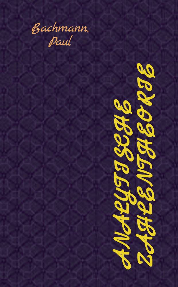 Analytische Zahlentheorie