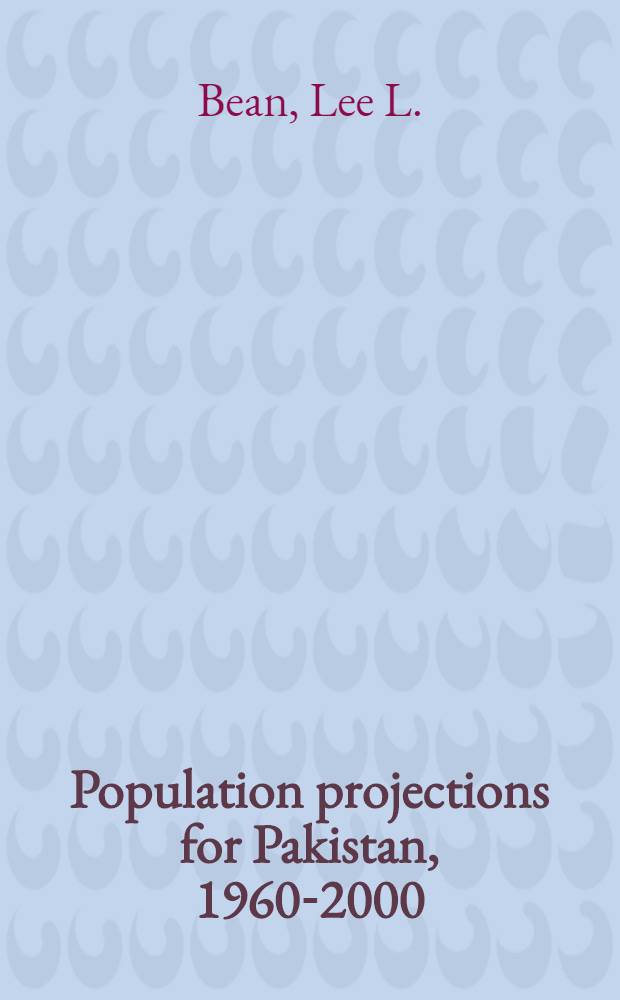 Population projections for Pakistan, 1960-2000