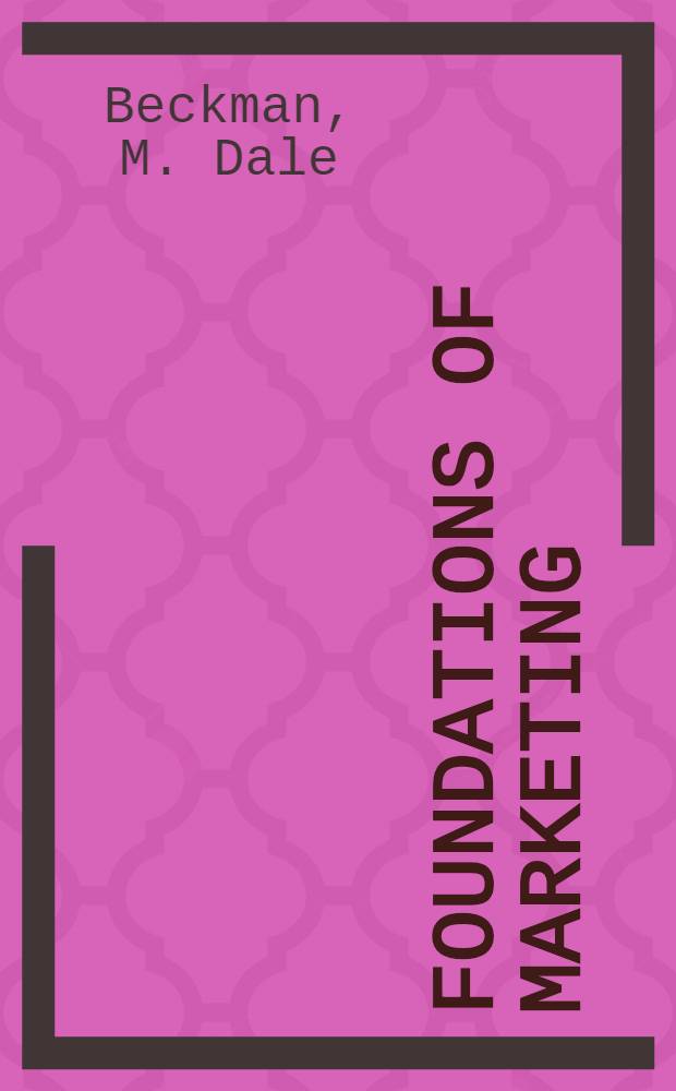 Foundations of marketing