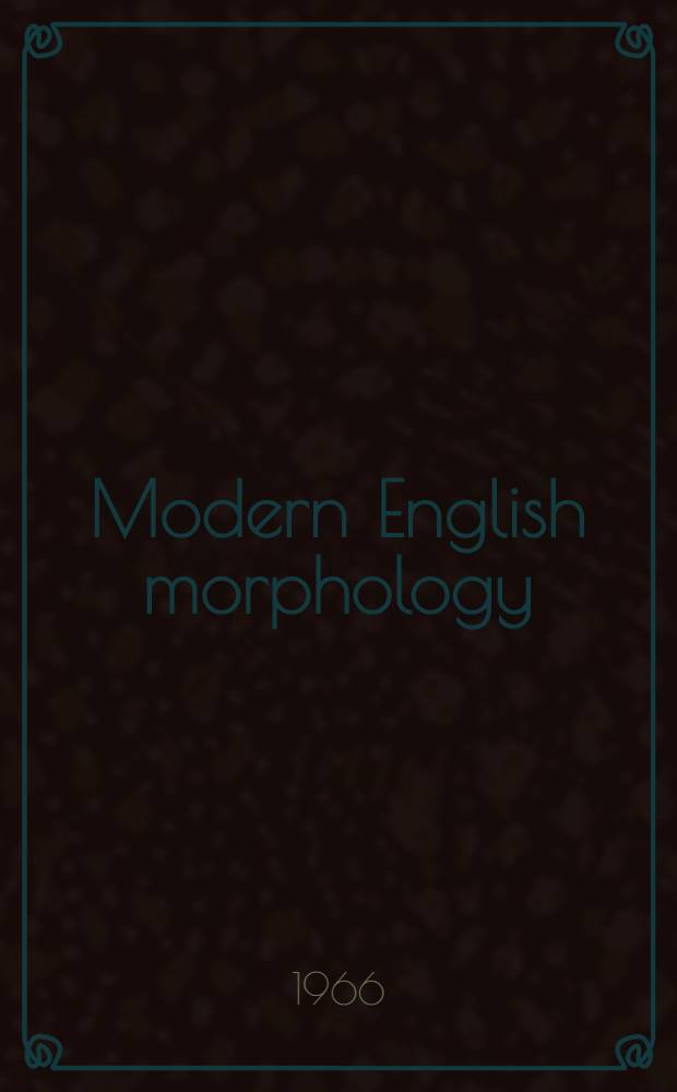 Modern English morphology