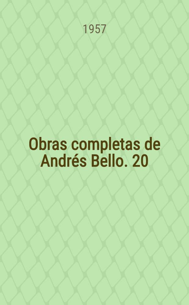 Obras completas de Andrés Bello. 20 : Cosmografía y otros escritos de divulgación científica
