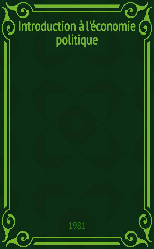 Introduction à l'économie politique