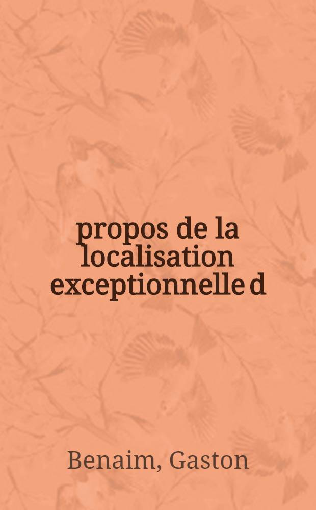 À propos de la localisation exceptionnelle d;un chondrome laryngé à la bande ventriculaire : Thèse pour le doctorat en méd. (diplôme d'État)