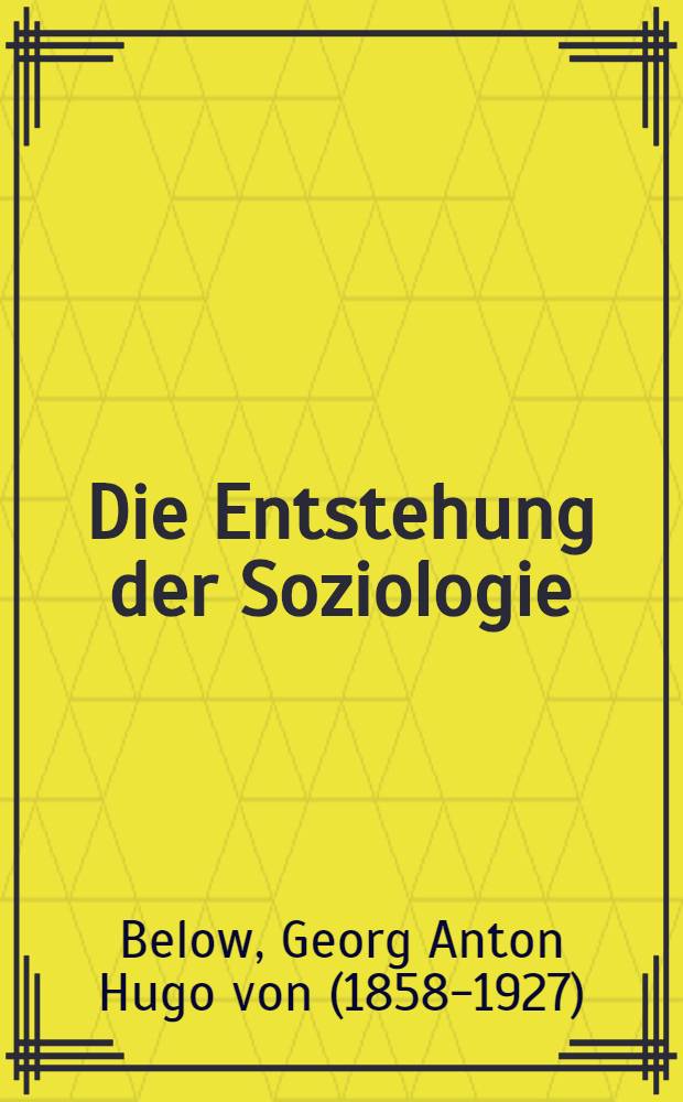 Die Entstehung der Soziologie