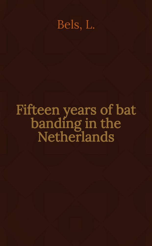 Fifteen years of bat banding in the Netherlands