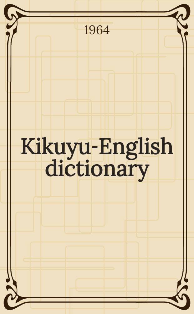 Kikuyu-English dictionary
