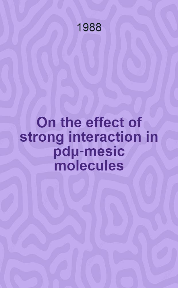 On the effect of strong interaction in pdμ-mesic molecules