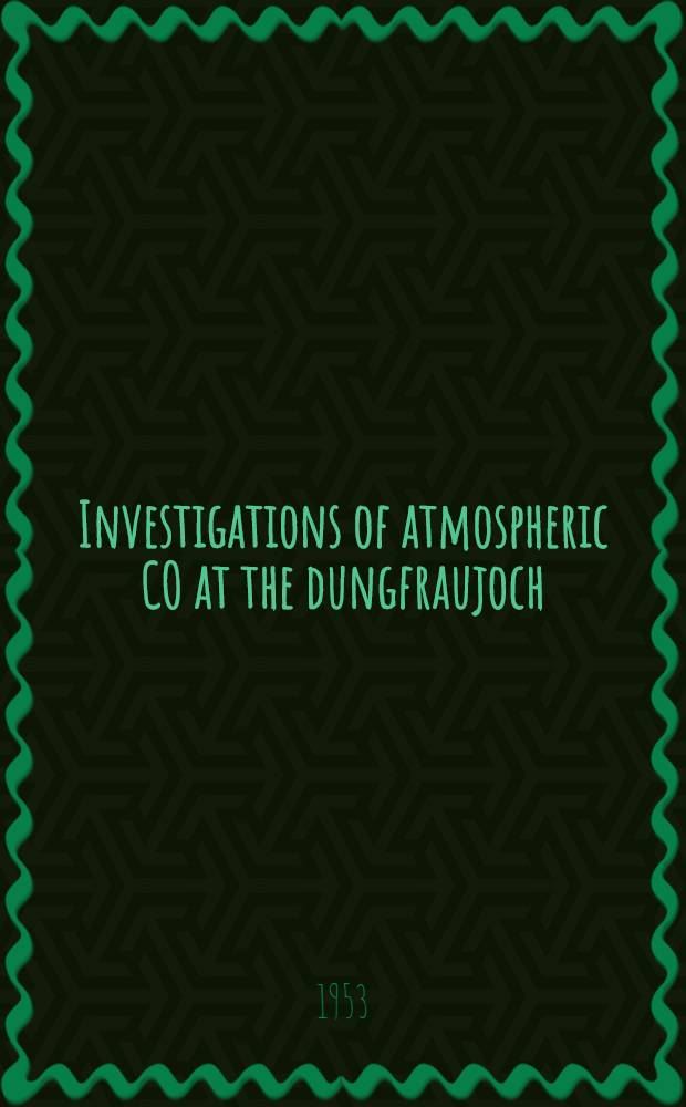 Investigations of atmospheric CO at the dungfraujoch