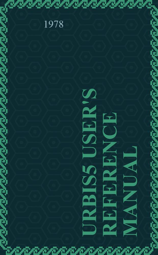 URBIS5 user's reference manual