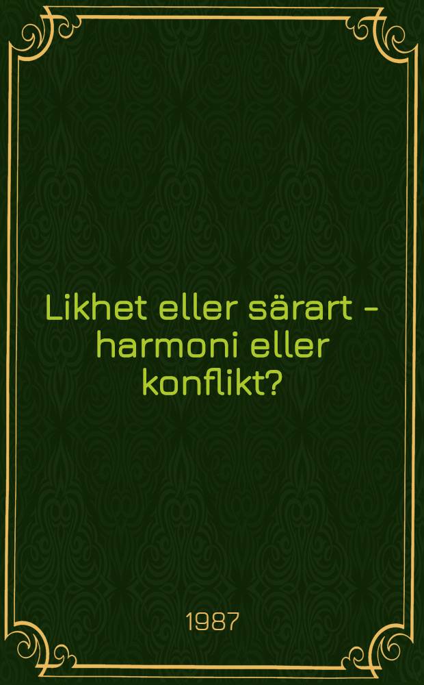 Likhet eller s&auml;rart - harmoni eller konflikt? : En analys av kvinnor&ouml;relsens id&eacute;er med utg&aring;ngspunkt i utvecklingen i USA under 1960- och 70-talet : Akad. avh