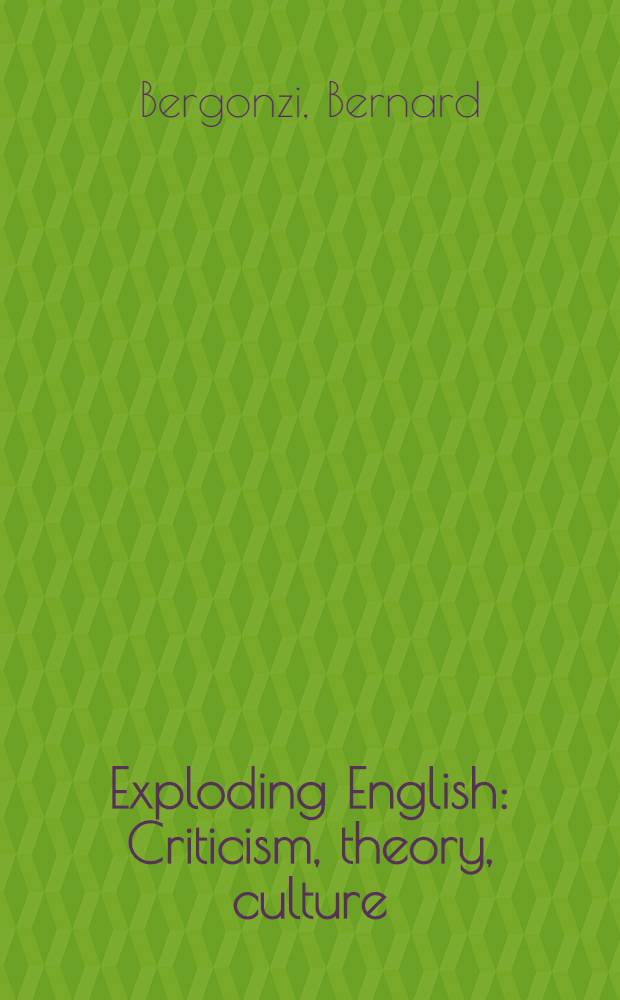 Exploding English : Criticism, theory, culture