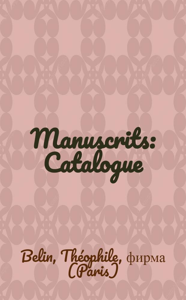 Manuscrits : Catalogue