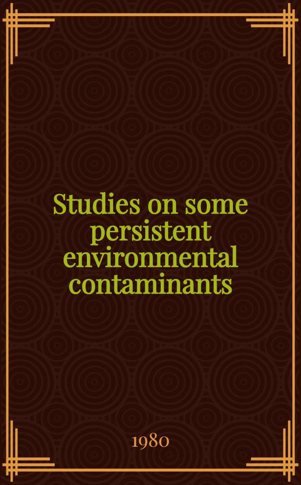 Studies on some persistent environmental contaminants : Synthesis of chlorinated ¹⁴C biphenyls a. of methyl sulphides a./or methyl sulphones derived from DDE, polychlorobiphenyls a. hexachlorobenzene : Studies on the in vivo transformation of certain chlorinated biphenyls a. hexachlorobenzene to sulpurcontaining metabolites