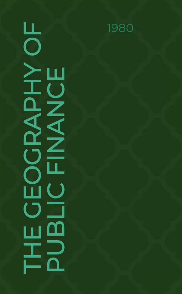 The geography of public finance : Welfare under fiscal federalism a. local gov. finance