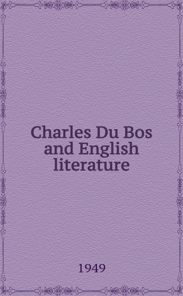 Charles Du Bos and English literature : A critic and his orientation