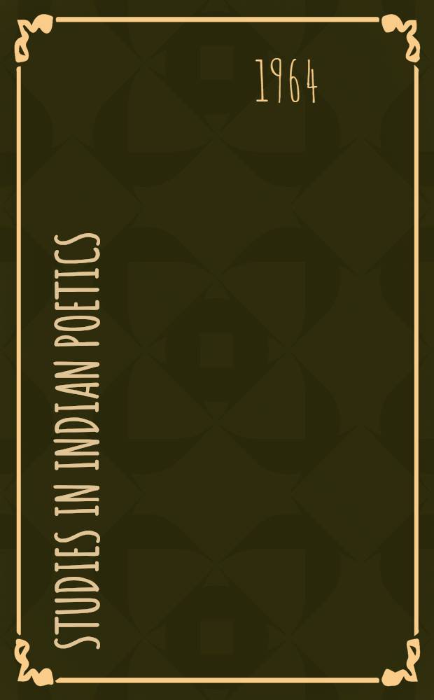 Studies in Indian poetics