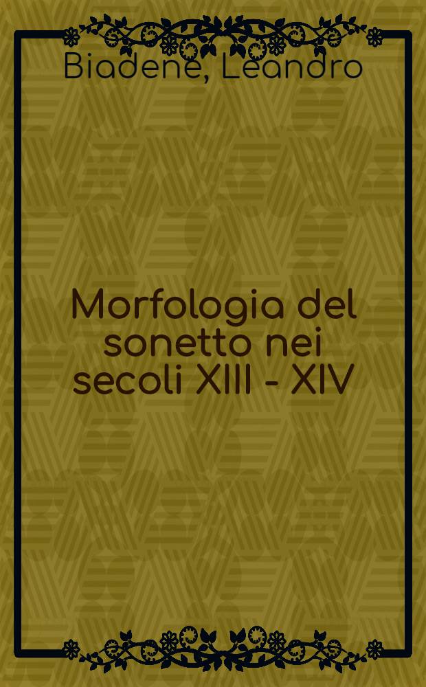 Morfologia del sonetto nei secoli XIII - XIV