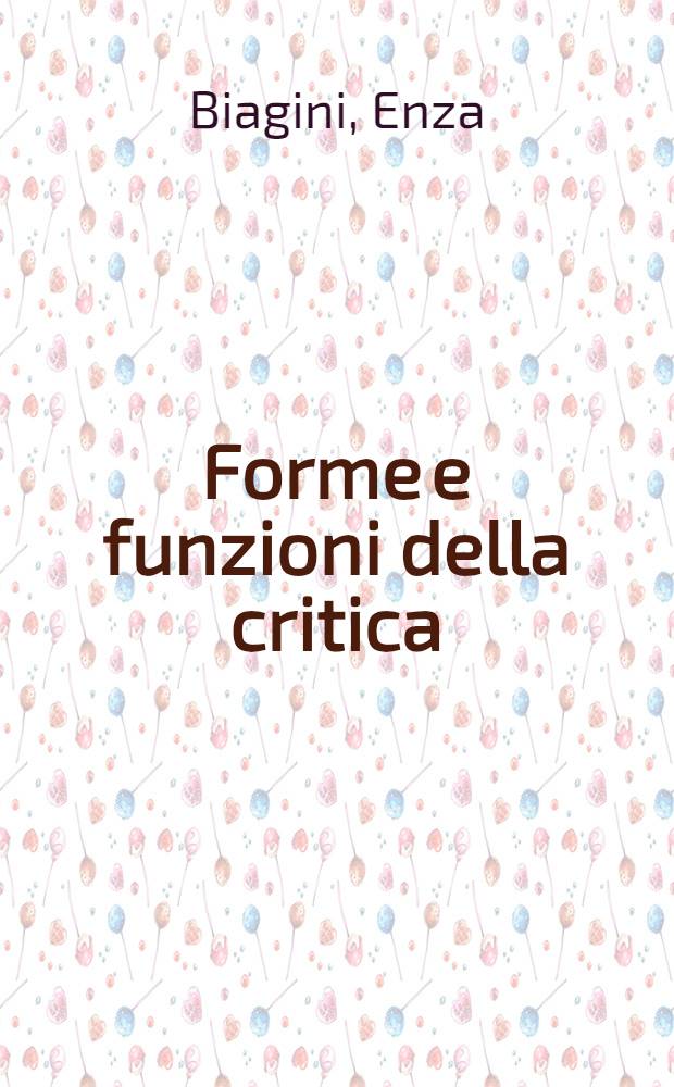 Forme e funzioni della critica