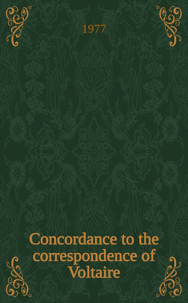 Concordance to the correspondence of Voltaire