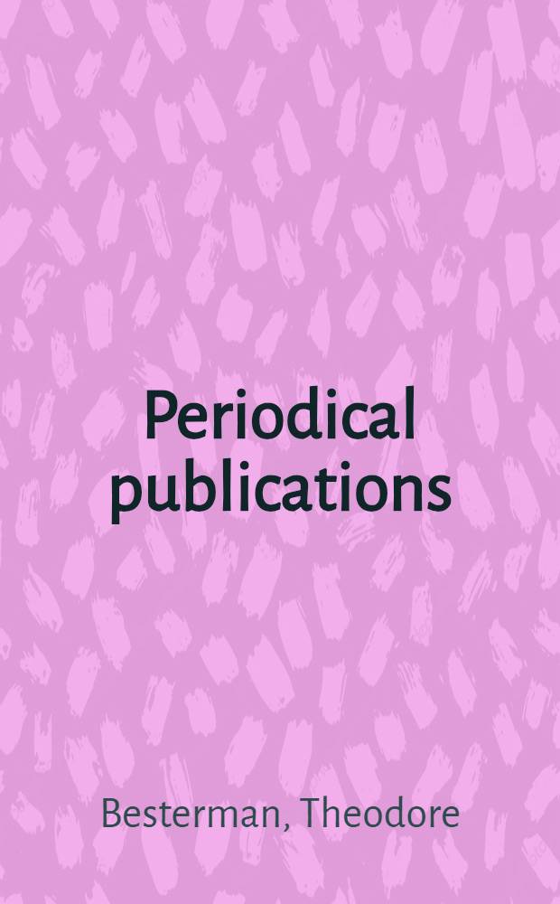Periodical publications : A bibliography of bibliographies