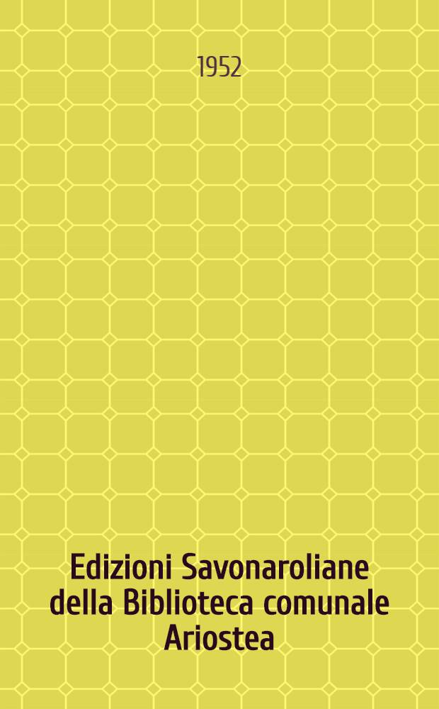 Edizioni Savonaroliane della Biblioteca comunale Ariostea