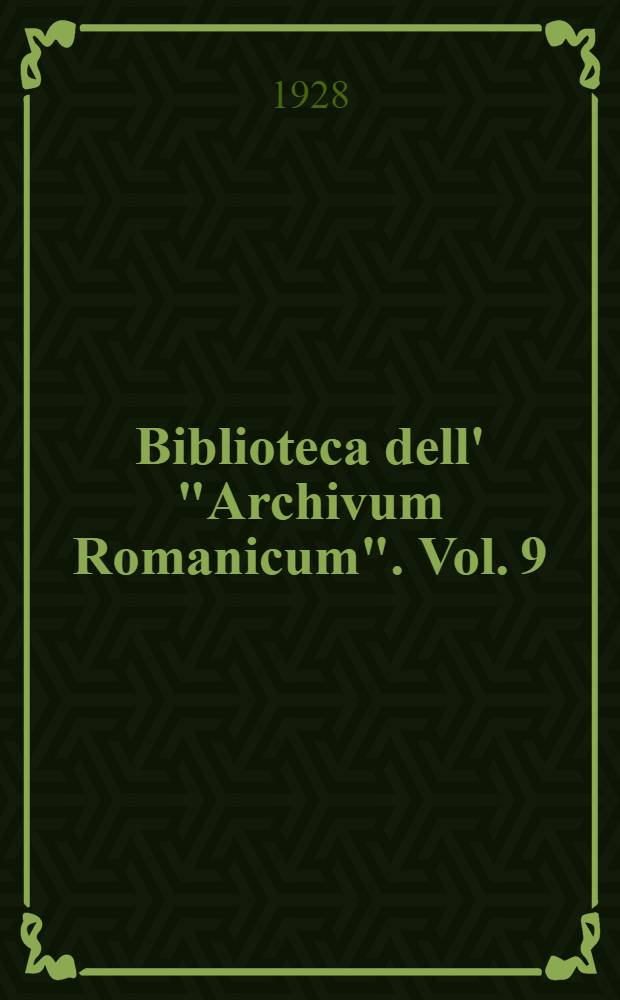 Biblioteca dell' "Archivum Romanicum". Vol. 9 : Le tenzoni poetiche nella letteratura italiano delle origini