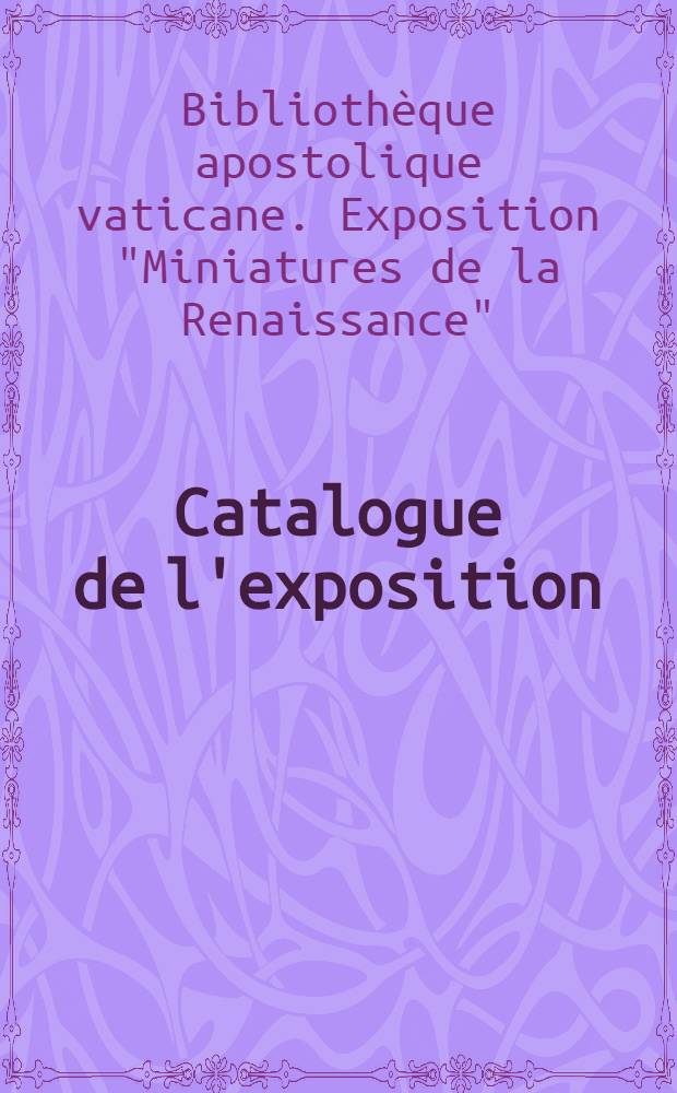 Catalogue de l'exposition