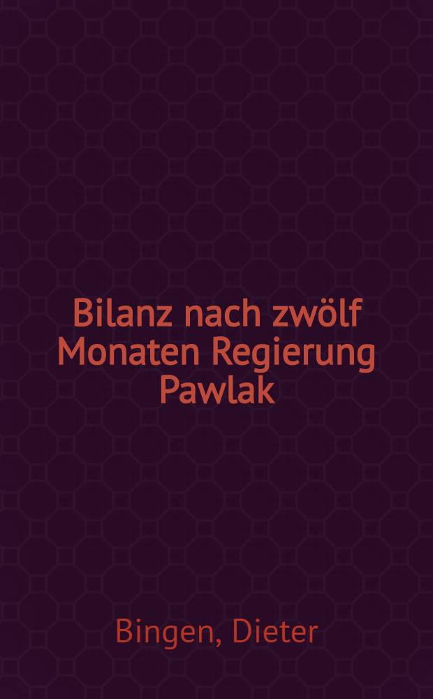 Bilanz nach zwölf Monaten Regierung Pawlak : Polen zwischen Reform u. Restauration