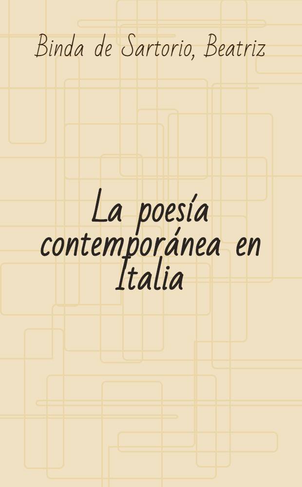 La poesía contemporánea en Italia