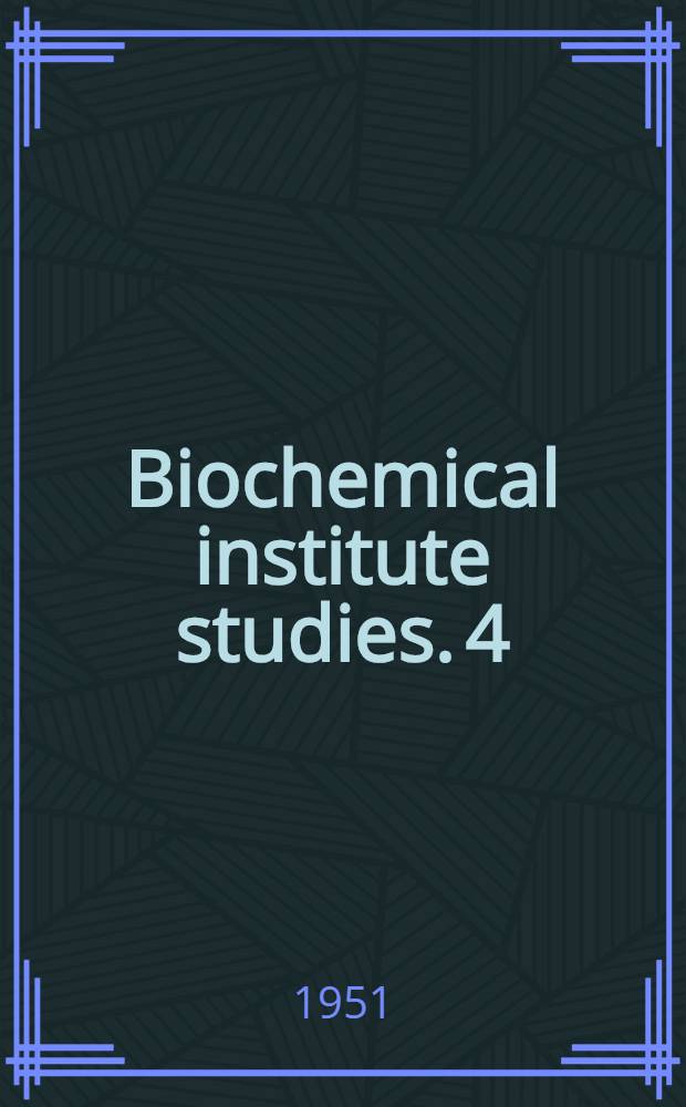 Biochemical institute studies. 4 : Individual metabolic patterns and human disease: an exploratory study utilizing predominantly paper chromatographic methods