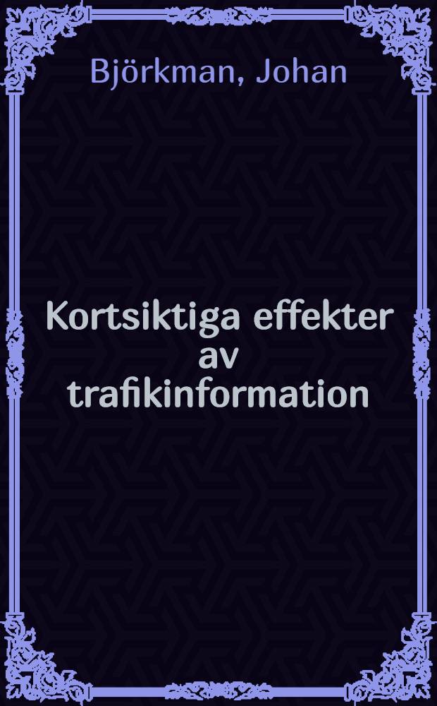 Kortsiktiga effekter av trafikinformation : En studie av f&ouml;rekomsten och effekten av informationen via massmedia i samband med h&ouml;gertrafikoml&auml;ggningen 1967