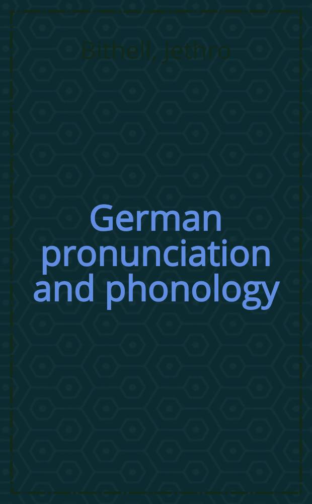 German pronunciation and phonology