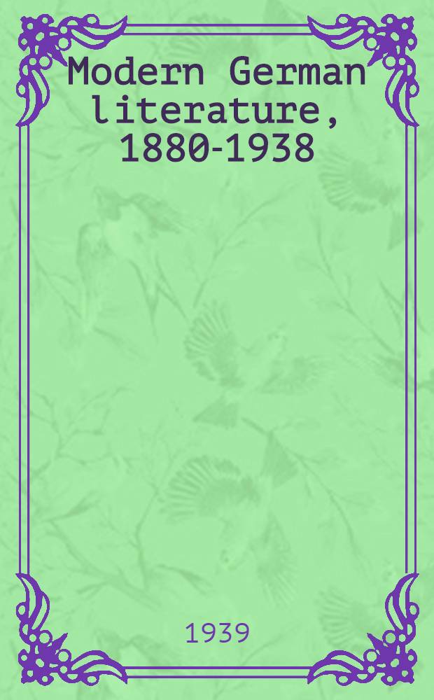 Modern German literature, 1880-1938