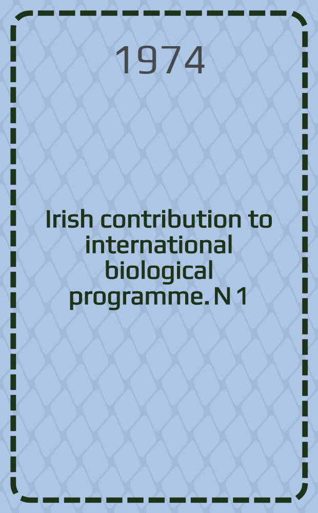 Irish contribution to international biological programme. N 1 : The ecology of Collembola in Irish blanket bogs