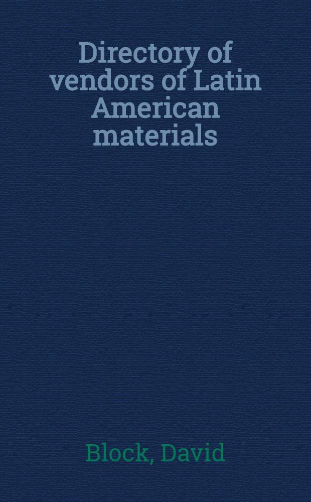 Directory of vendors of Latin American materials