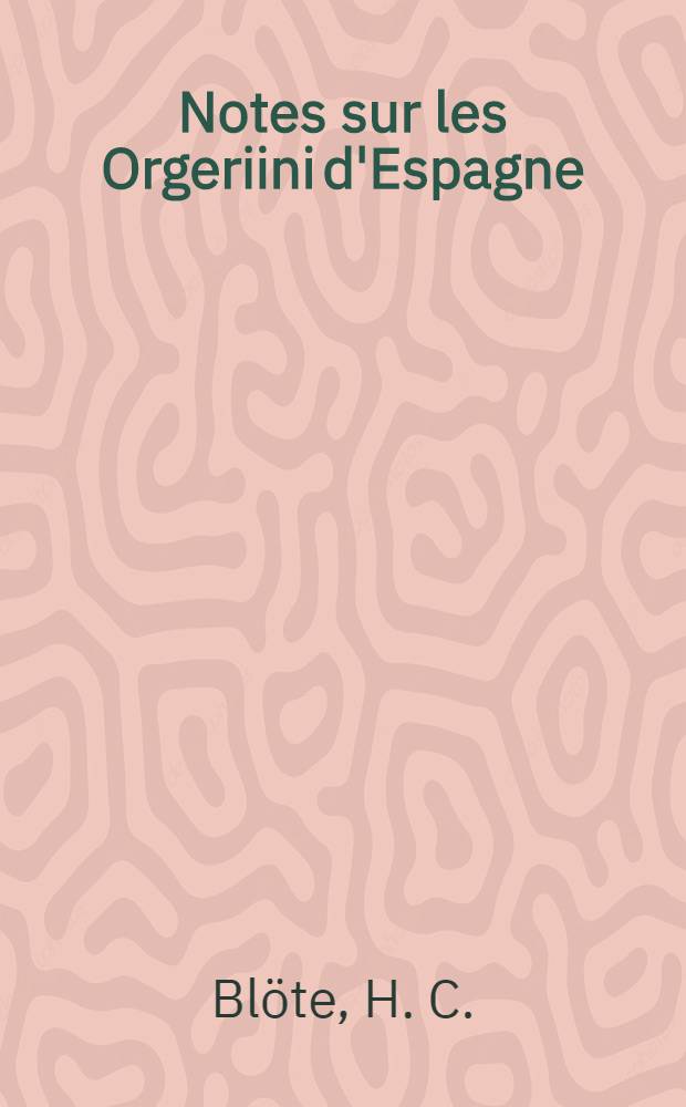 Notes sur les Orgeriini d'Espagne (Homoptera)