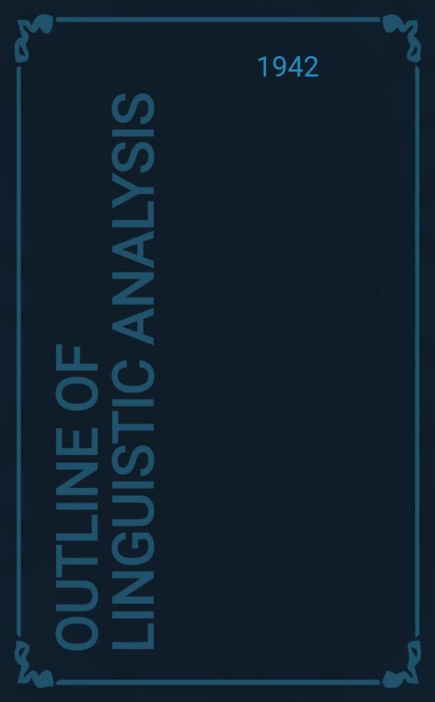 Outline of linguistic analysis