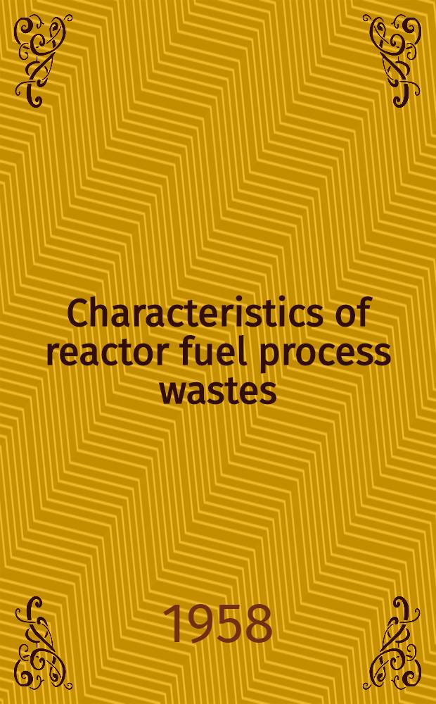 Characteristics of reactor fuel process wastes