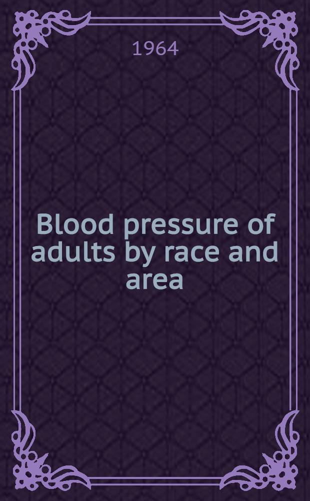 Blood pressure of adults by race and area : United States. 1960-1962 : Mean blood pressure by race and area