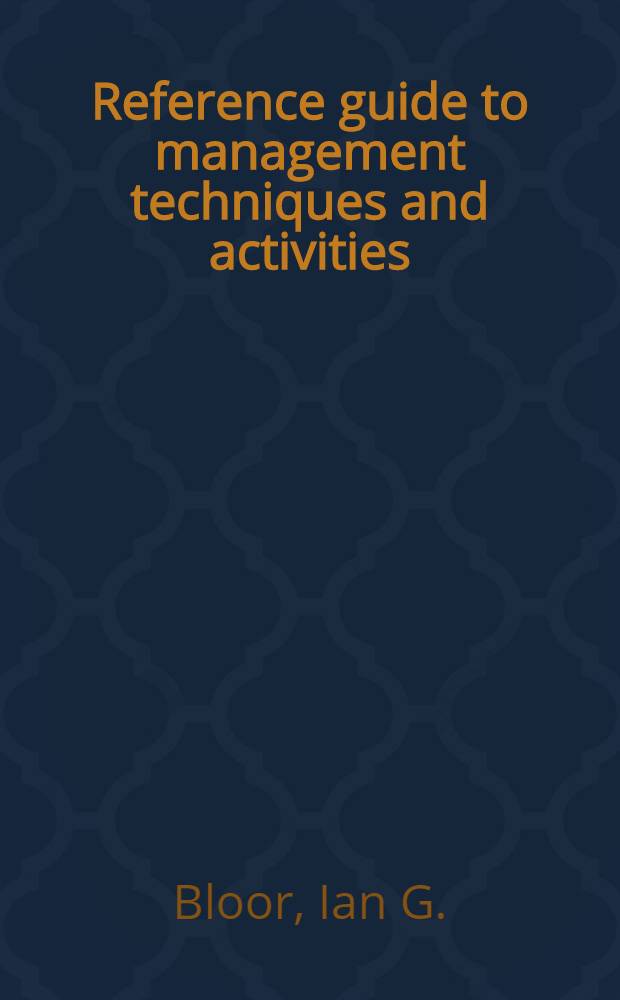 Reference guide to management techniques and activities