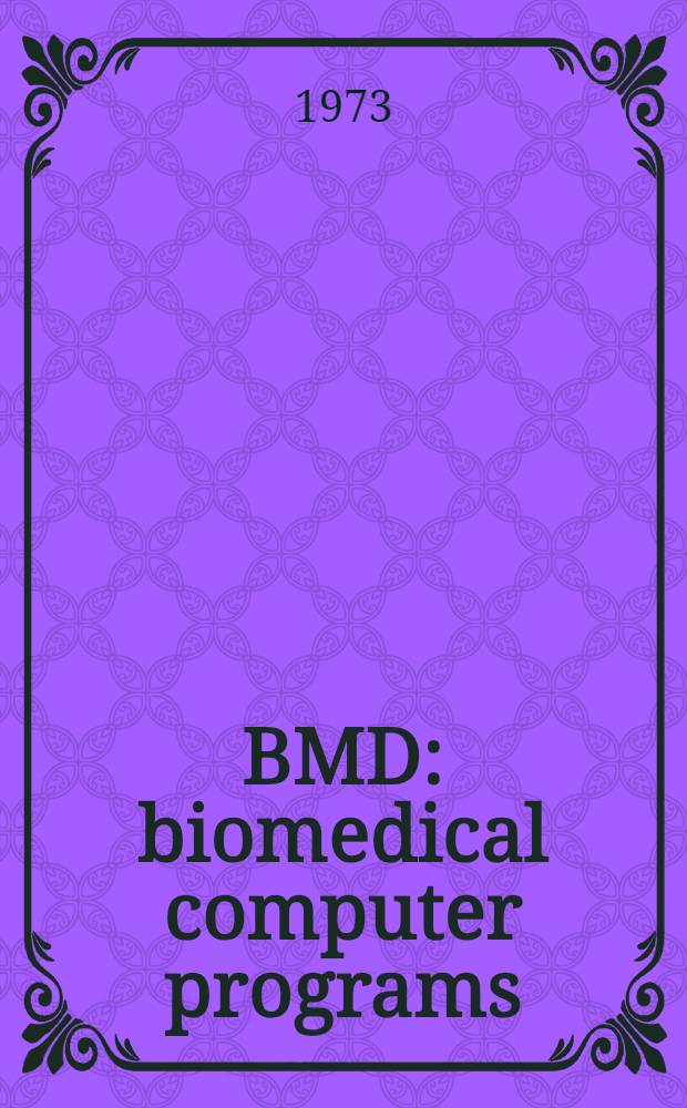 BMD: biomedical computer programs
