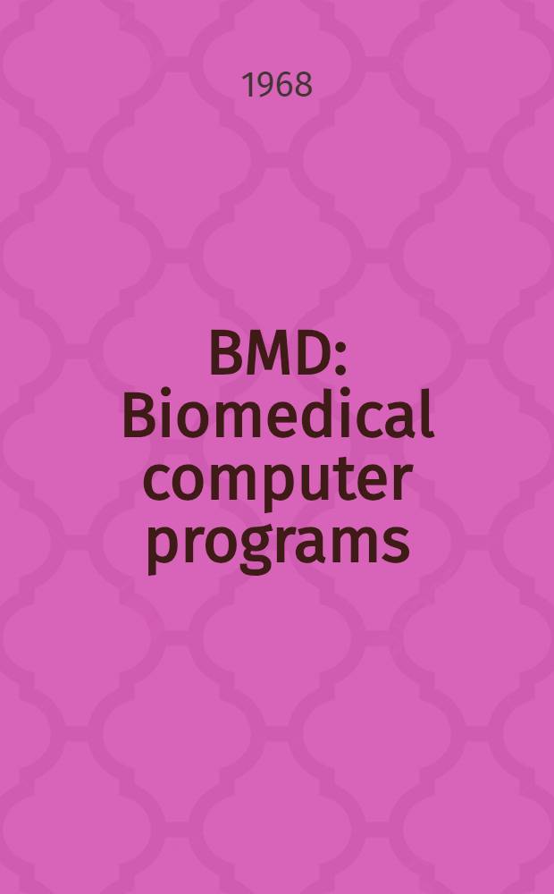 BMD : Biomedical computer programs