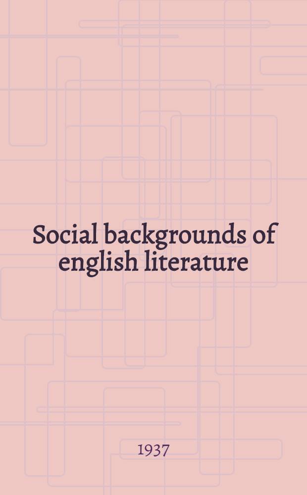 Social backgrounds of english literature