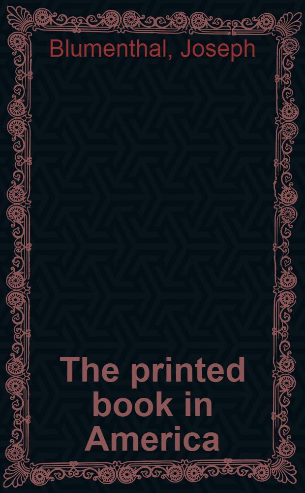The printed book in America