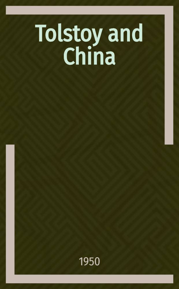 Tolstoy and China