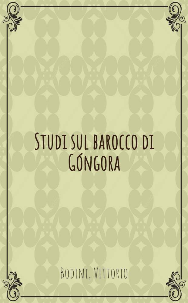 Studi sul barocco di Góngora