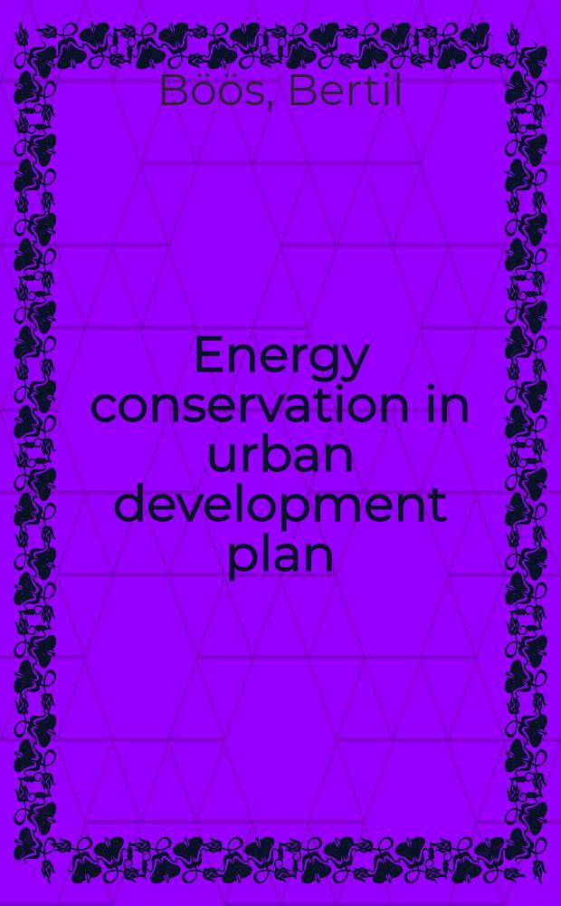 Energy conservation in urban development plan