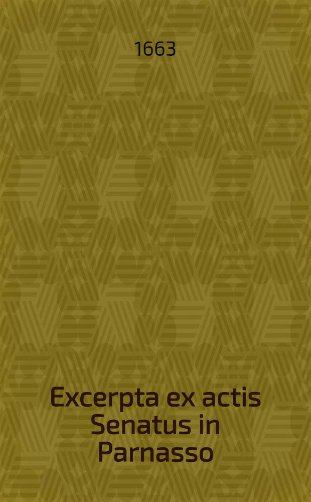 Excerpta ex actis Senatus in Parnasso
