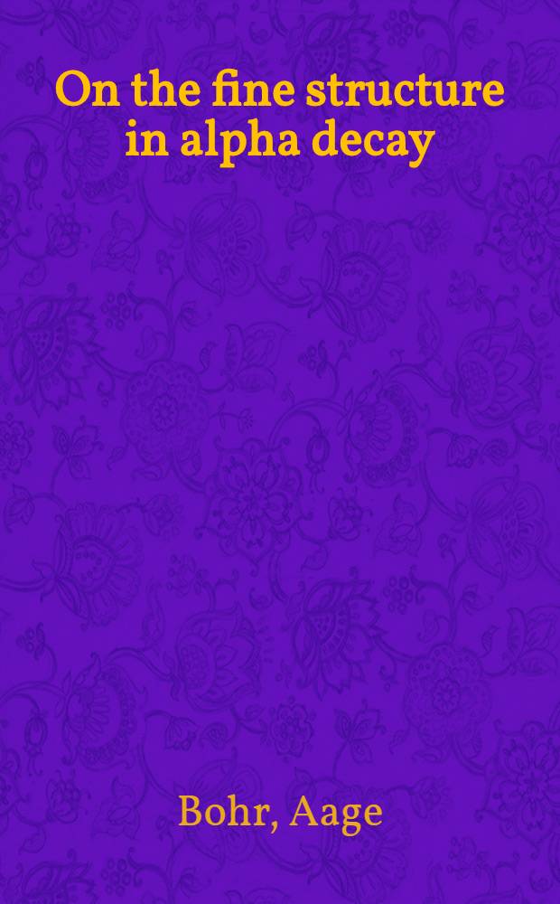 On the fine structure in alpha decay