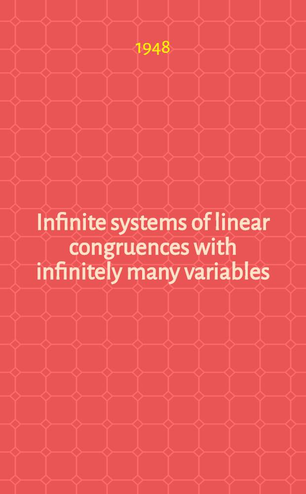 Infinite systems of linear congruences with infinitely many variables